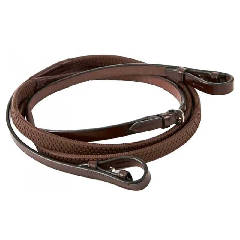 Jeffries Wembley Nylon Lined Rubber Reins - Havana